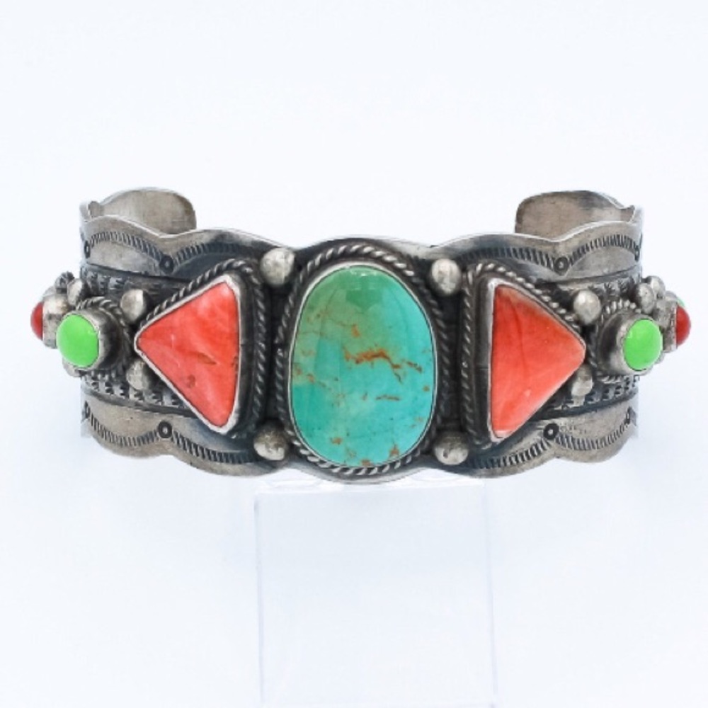 Vintage Turquoise, Shell, Gaspeite Cuff OP0120 - Picture 4 of 6